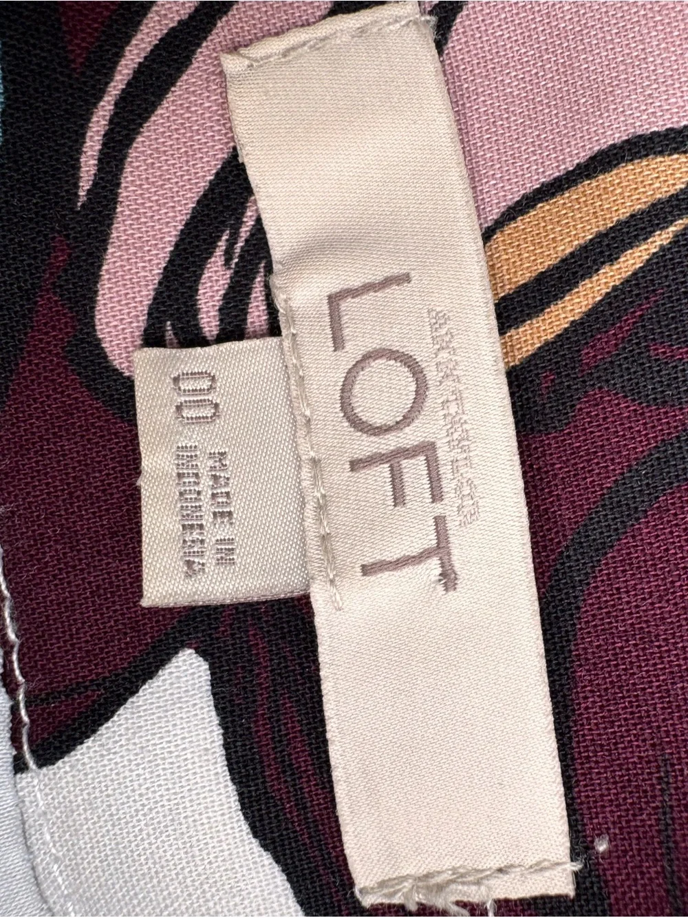 LOFT Floral Skirt in Burgundy, Pink & Teal Accents